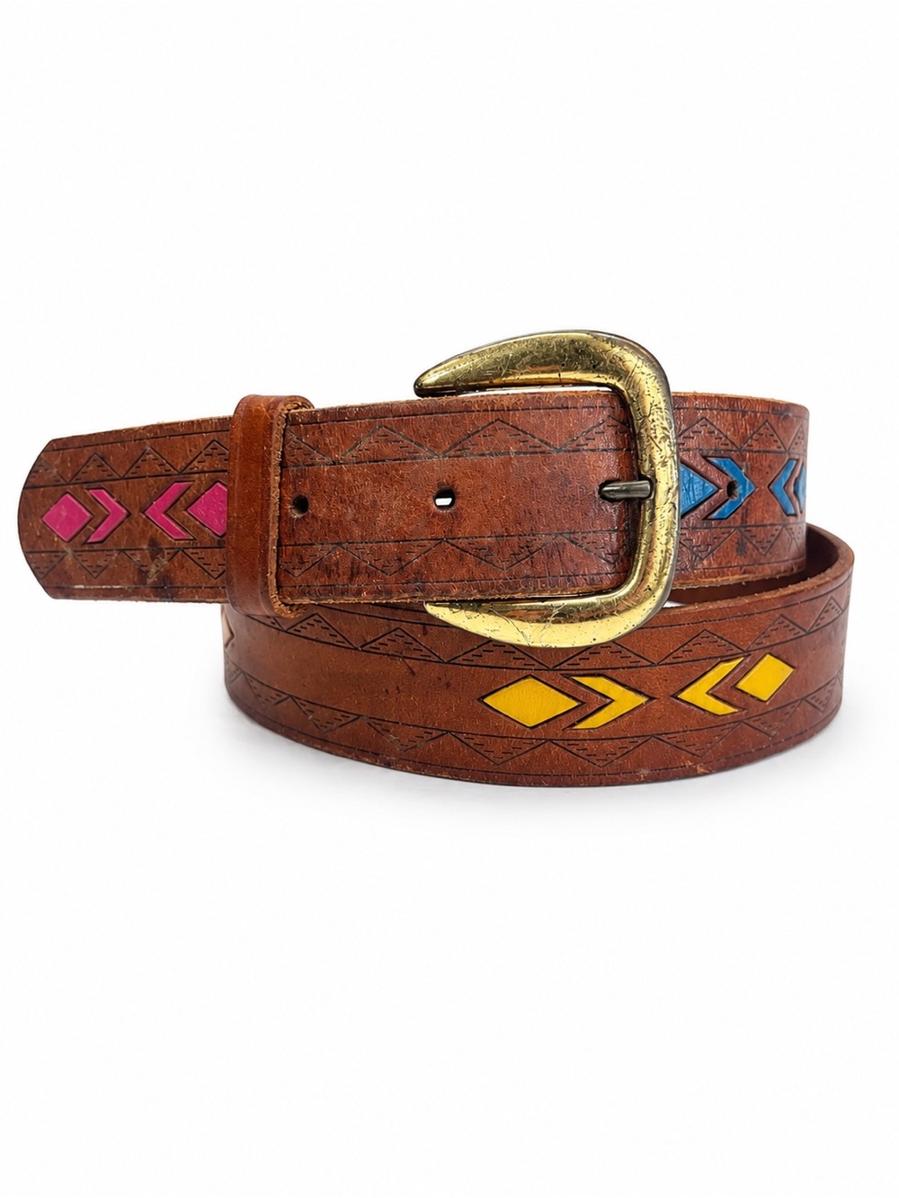 Vintage Liz Claiborne Leather Belt Southwestern Western Boho Large